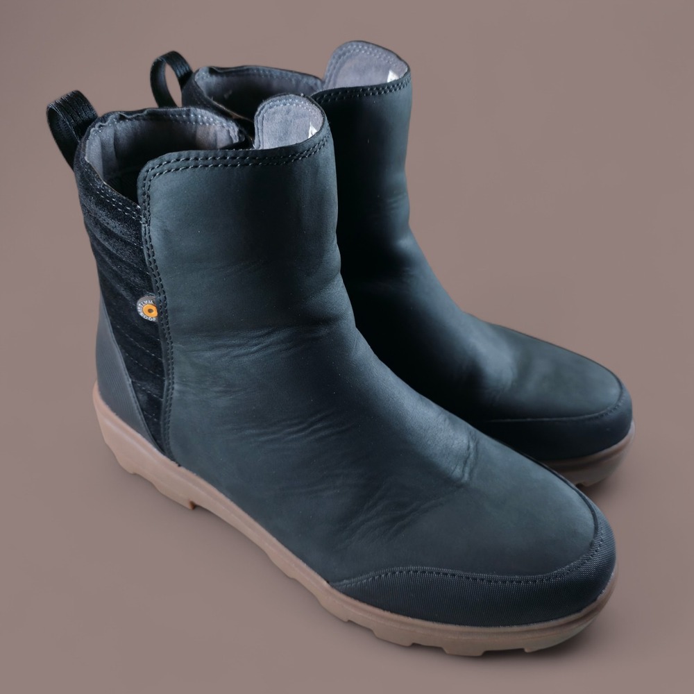 BOGS Women's 10 Holly Zip LT‎ Chelsea Rain Boots Black Waterproof New *Tried On.